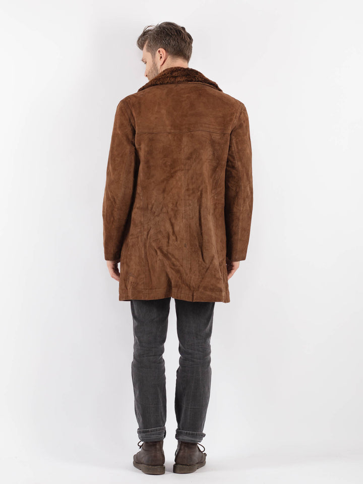 Vintage 70's Men Suede Sherpa Coat in BrownZ624