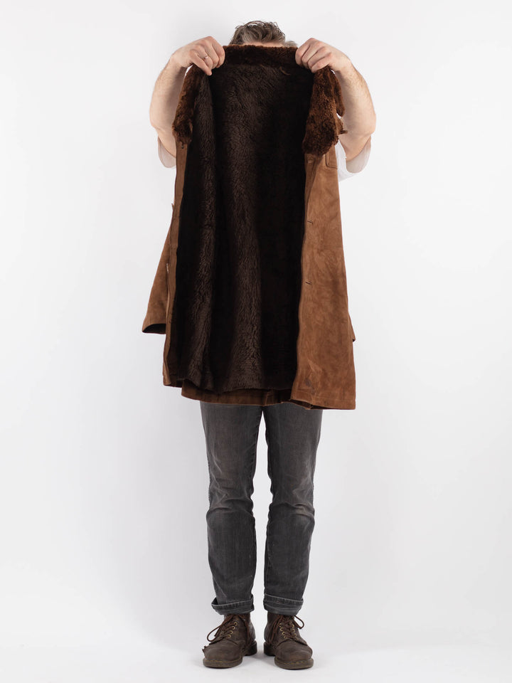 Vintage 70's Men Suede Sherpa Coat in BrownZ624