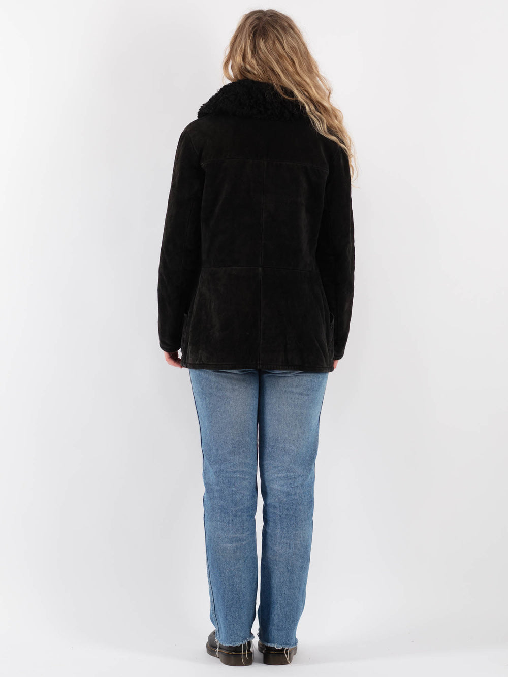 Vintage 70's Women Suede Sherpa Jacket in BlackV9247