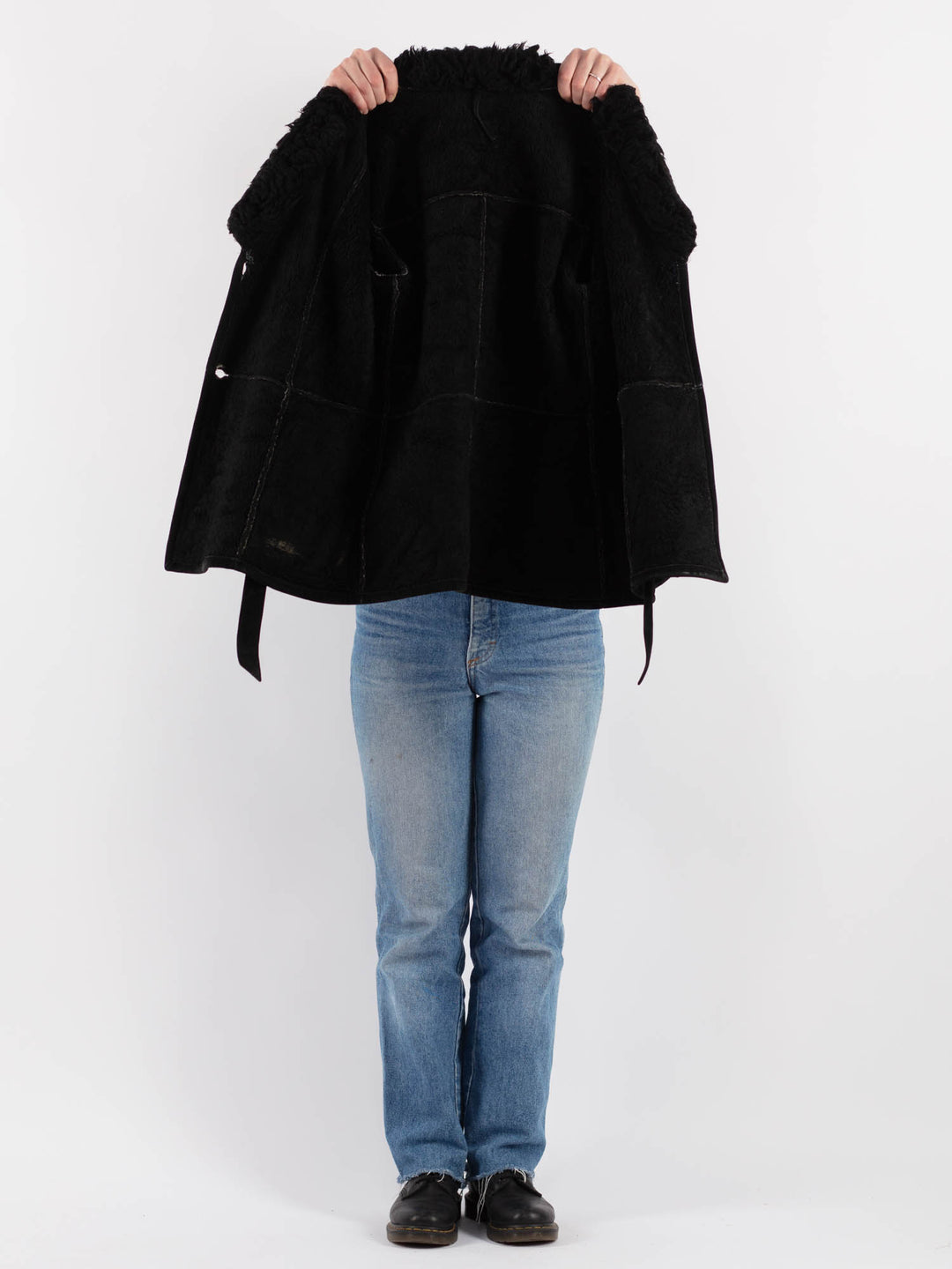 Vintage 70's Women Suede Sherpa Jacket in BlackV9247