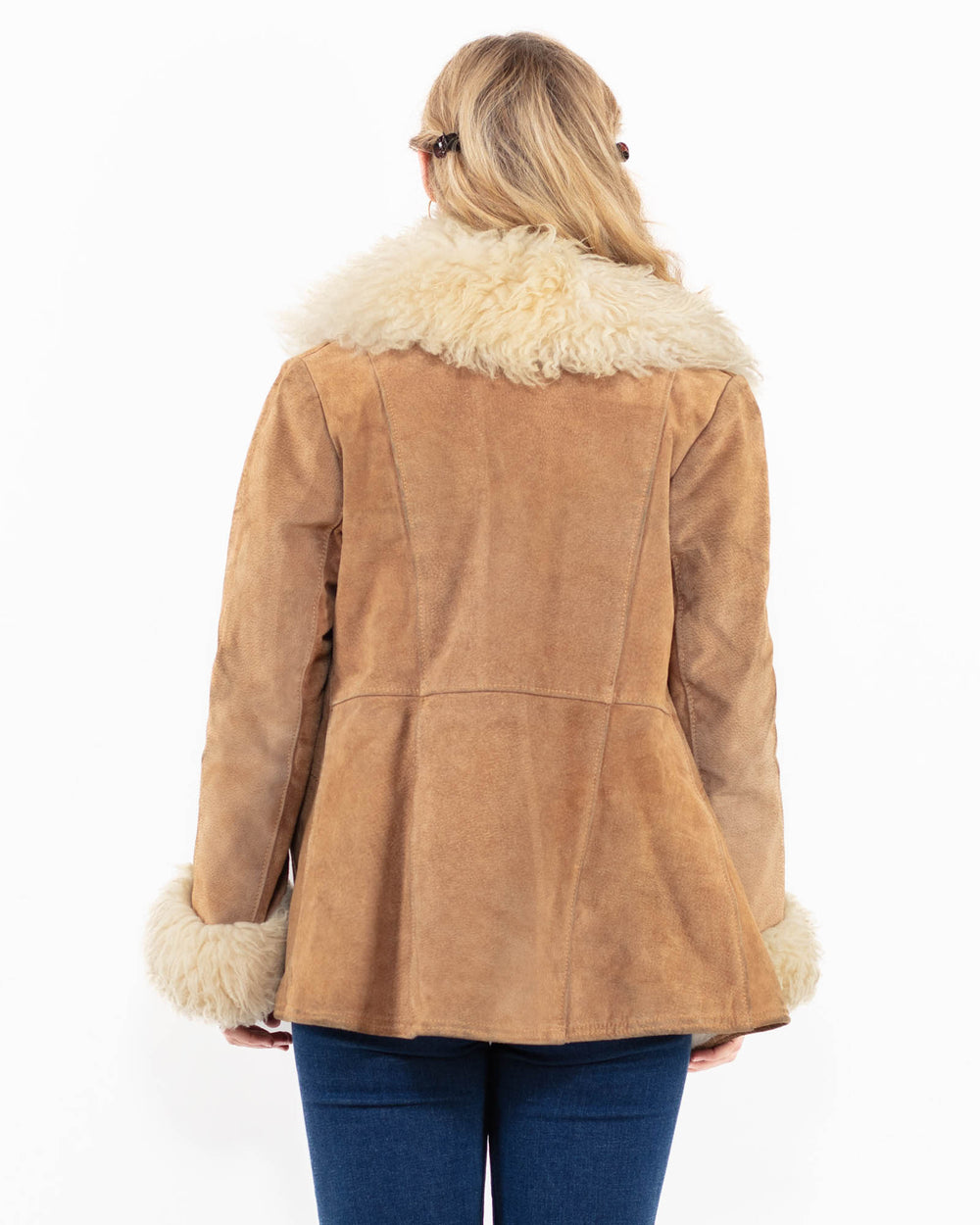 Vintage 70's Women Suede Sherpa Jacket in BeigeA0011