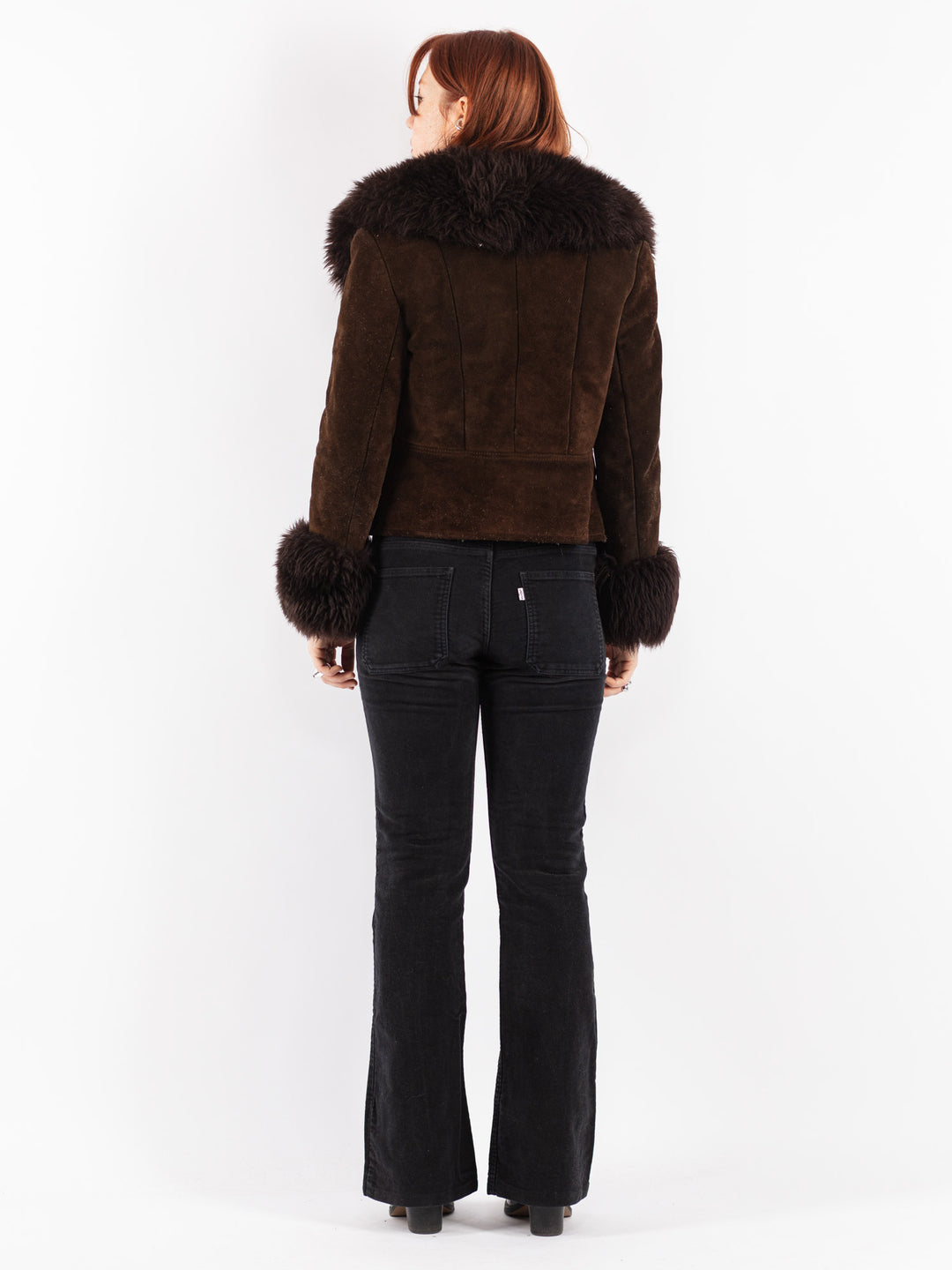 Vintage 70's Women Suede Sherpa Jacket in Brown