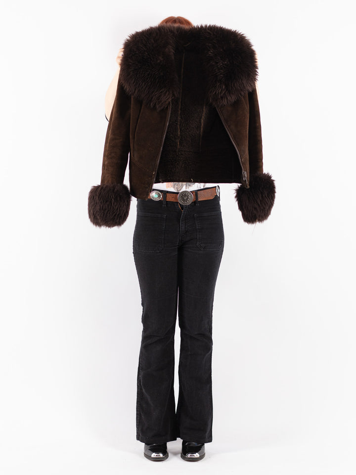 Vintage 70's Women Suede Sherpa Jacket in Brown