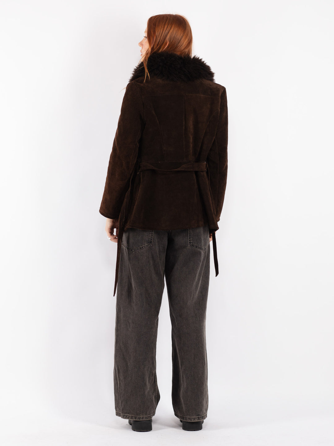 Vintage 70's Women Suede Sherpa Jacket in Brown