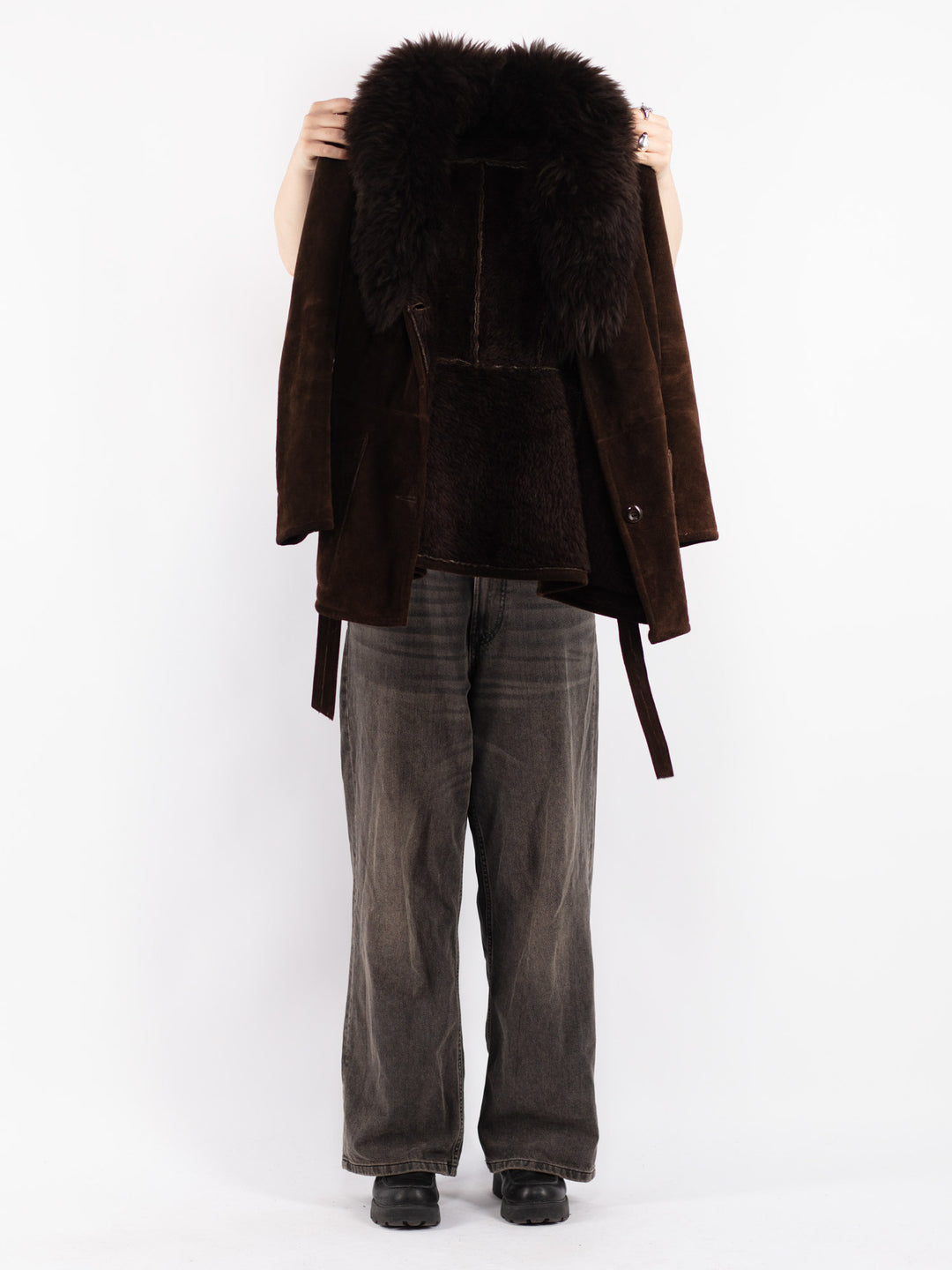 Vintage 70's Women Suede Sherpa Jacket in Brown