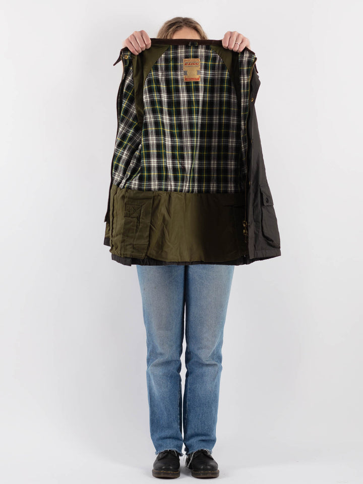 Vintage 70's Women Waxed Cotton Jacket in Gray - NorthernGrip