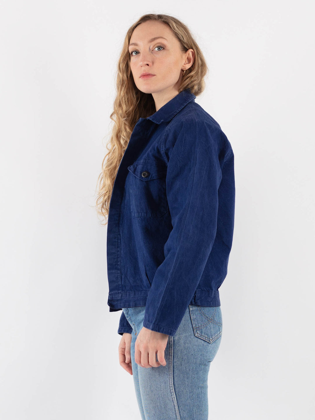Vintage 70's Women Work Jacket in Blue