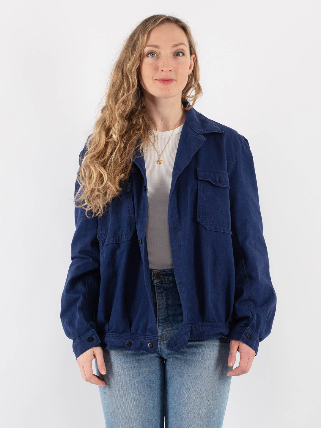 Vintage 70's Women Work Jacket in Blue