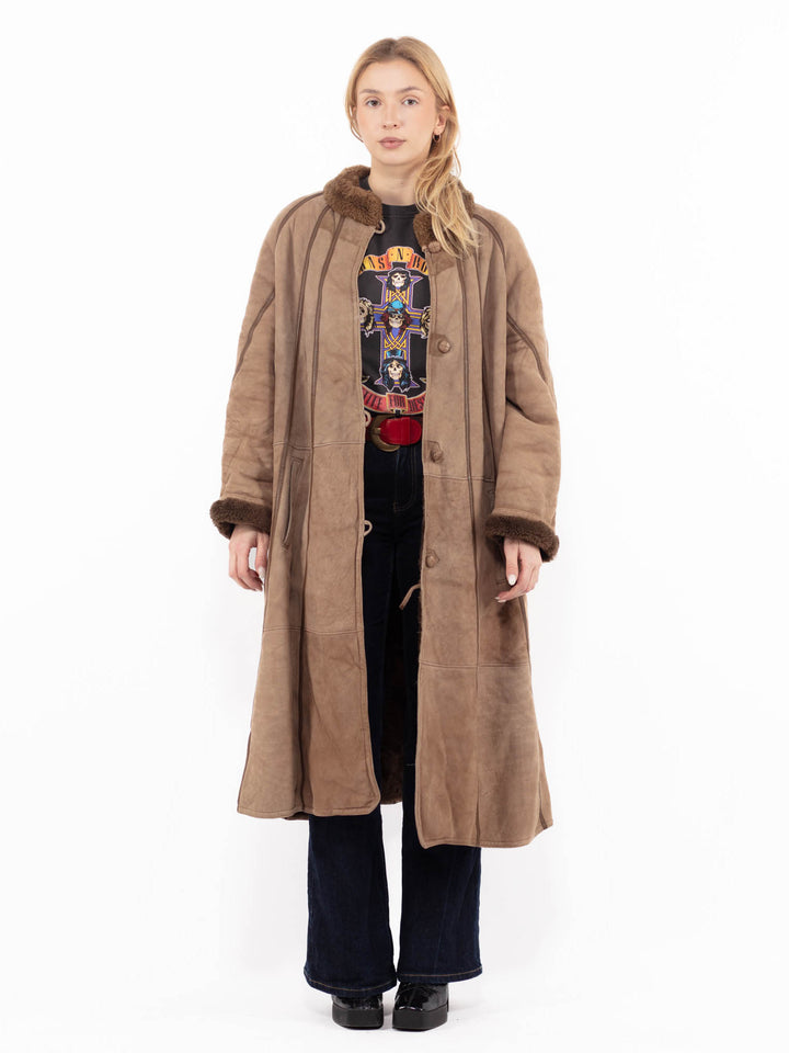 Vintage 80's Women Sheepskin Coat in BrownA1140