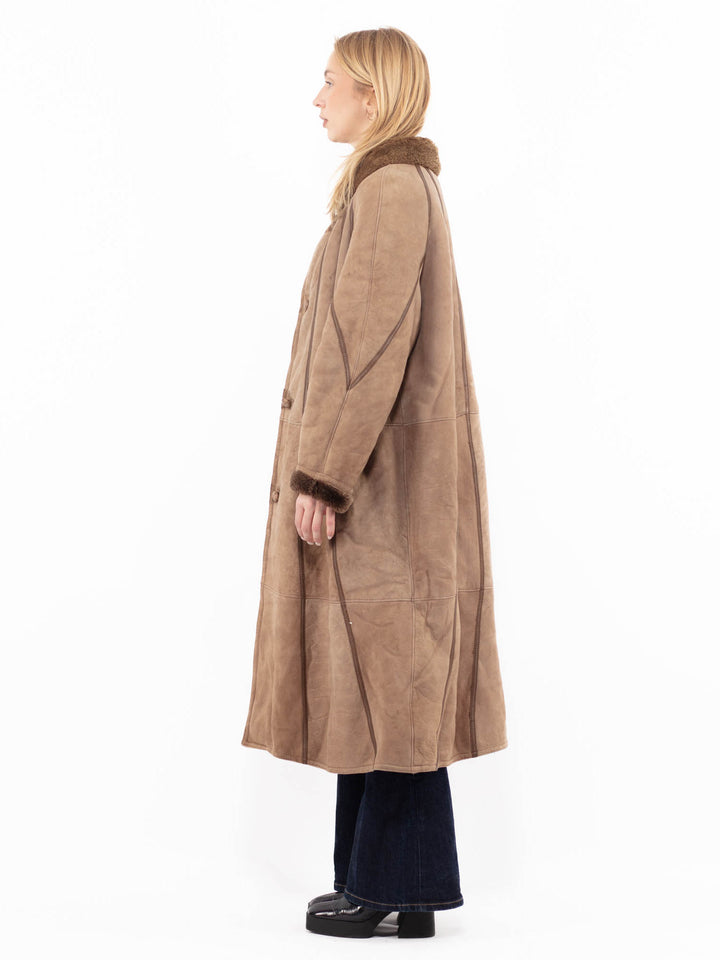 Vintage 80's Women Sheepskin Coat in BrownA1140