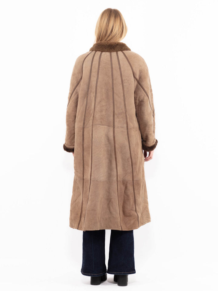 Vintage 80's Women Sheepskin Coat in BrownA1140