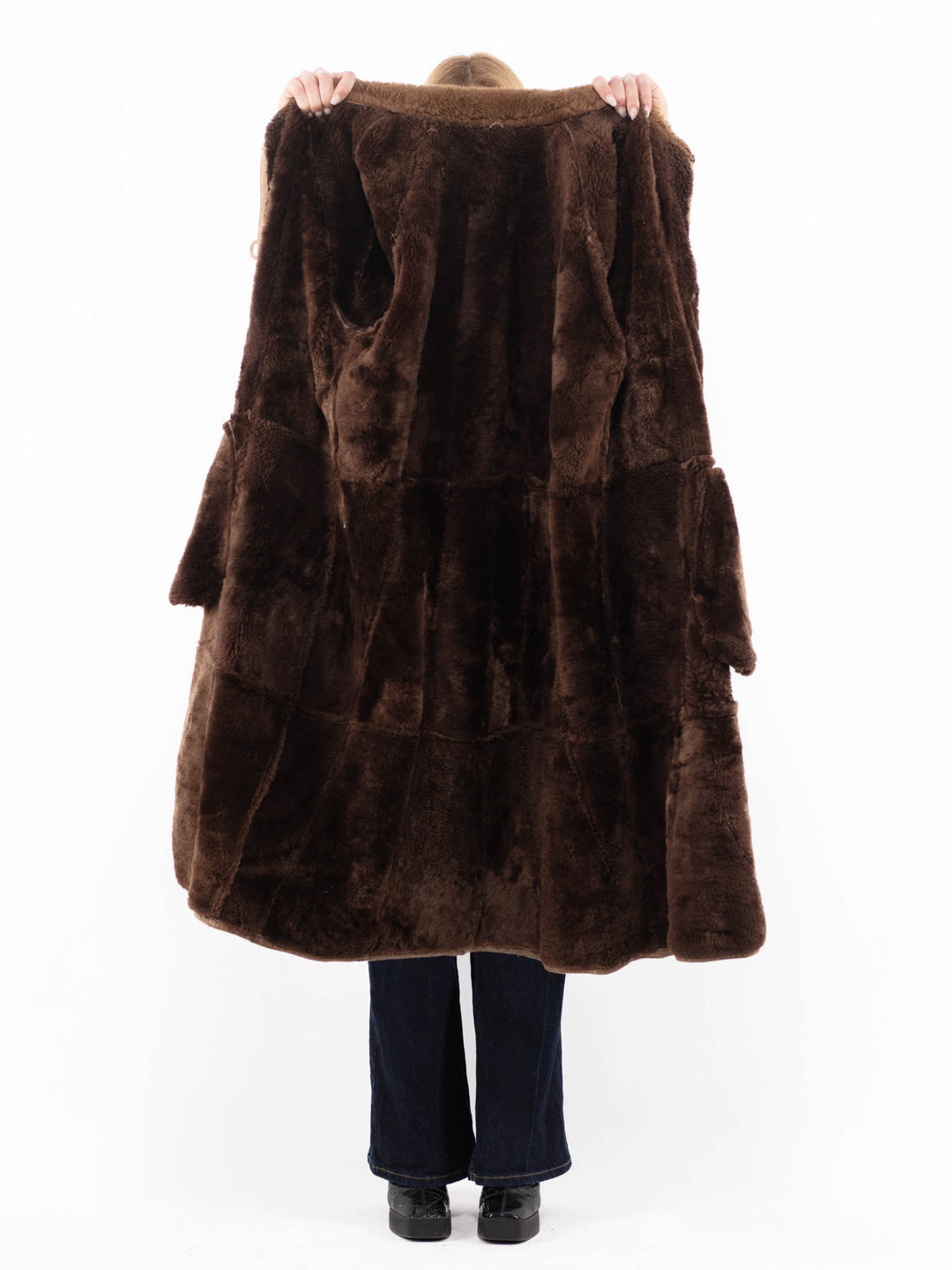 Vintage 80's Women Sheepskin Coat in BrownA1140