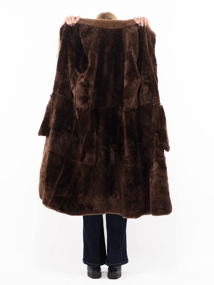 Vintage 80's Women Sheepskin Coat in BrownA1140
