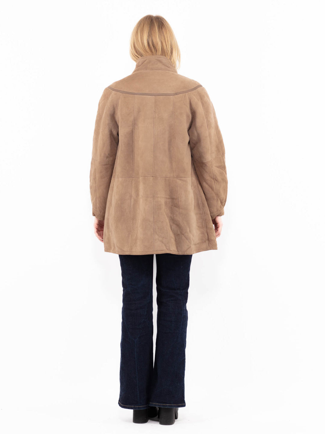 Vintage 80's Women Sheepskin Shearling Coat in BeigeA1152