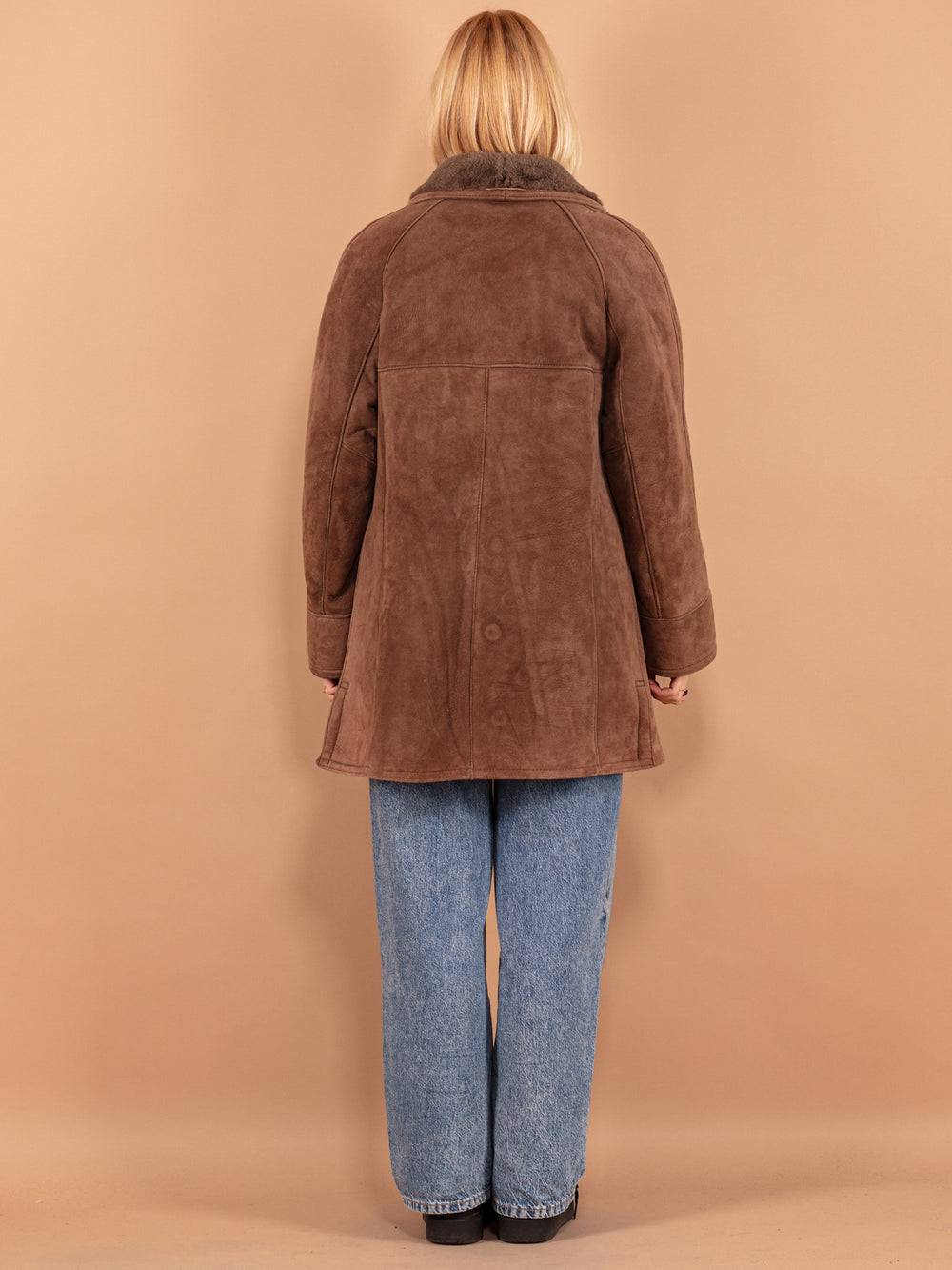 Vintage 80's Women Sheepskin Coat in Brown - NorthernGrip