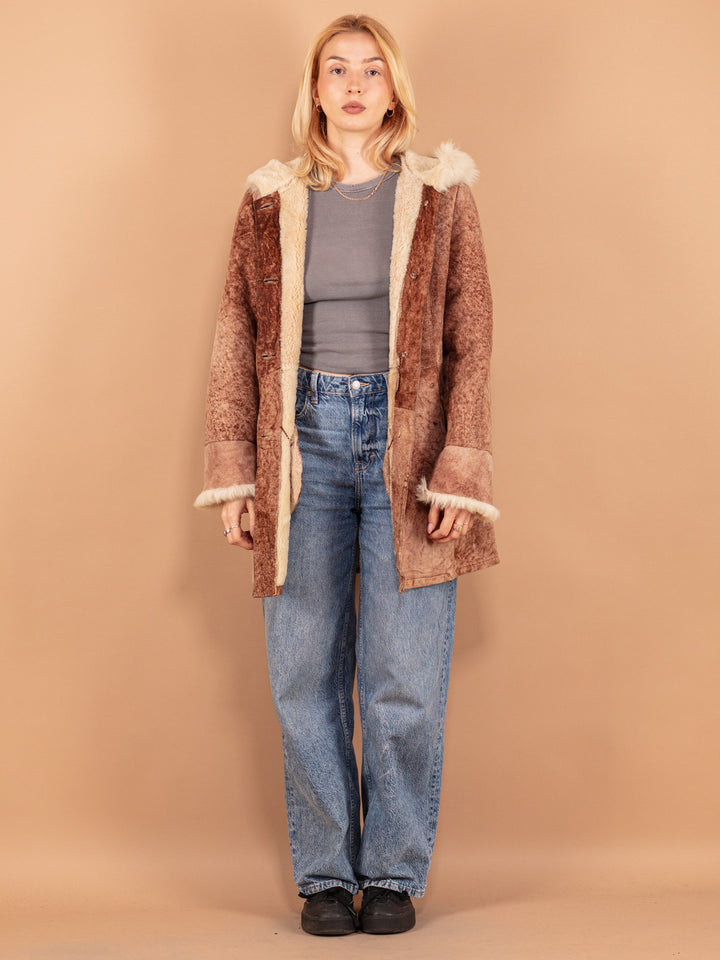 Vintage 80's Women Sheepskin Coat in Brown - NorthernGrip