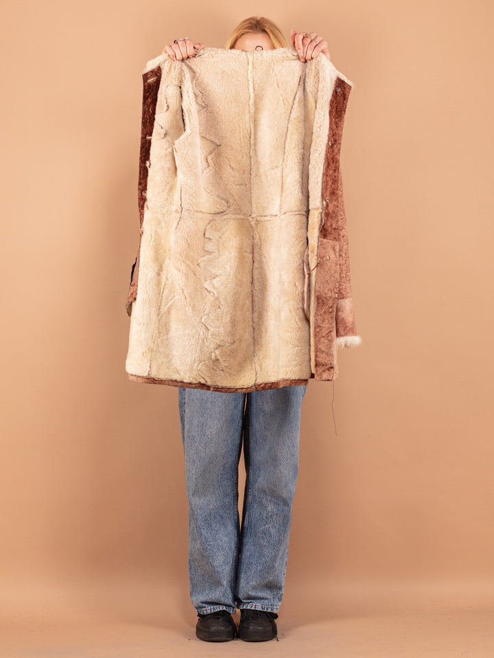 Vintage 80's Women Sheepskin Coat in Brown - NorthernGrip