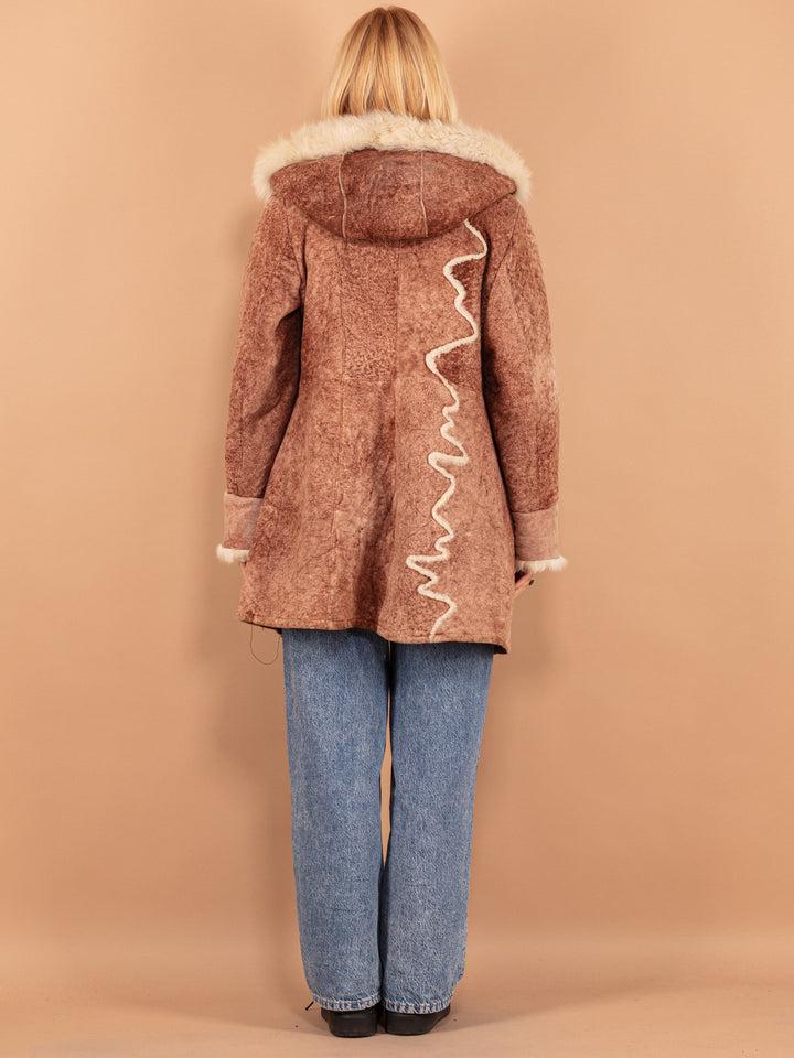 Vintage 80's Women Sheepskin Coat in Brown - NorthernGrip