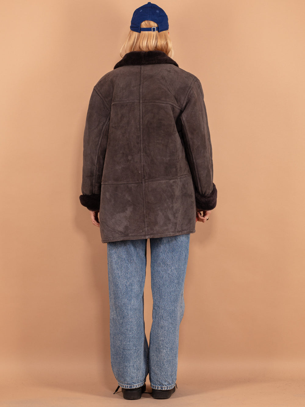 Vintage 80's Women Sheepskin Coat in Gray - NorthernGrip
