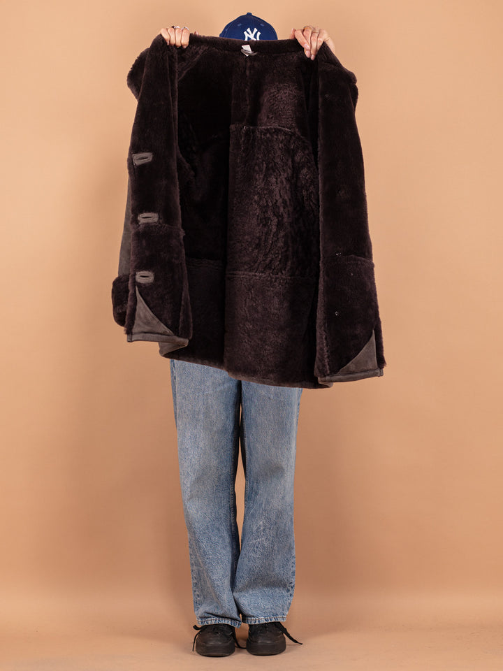 Vintage 80's Women Sheepskin Coat in Gray - NorthernGrip
