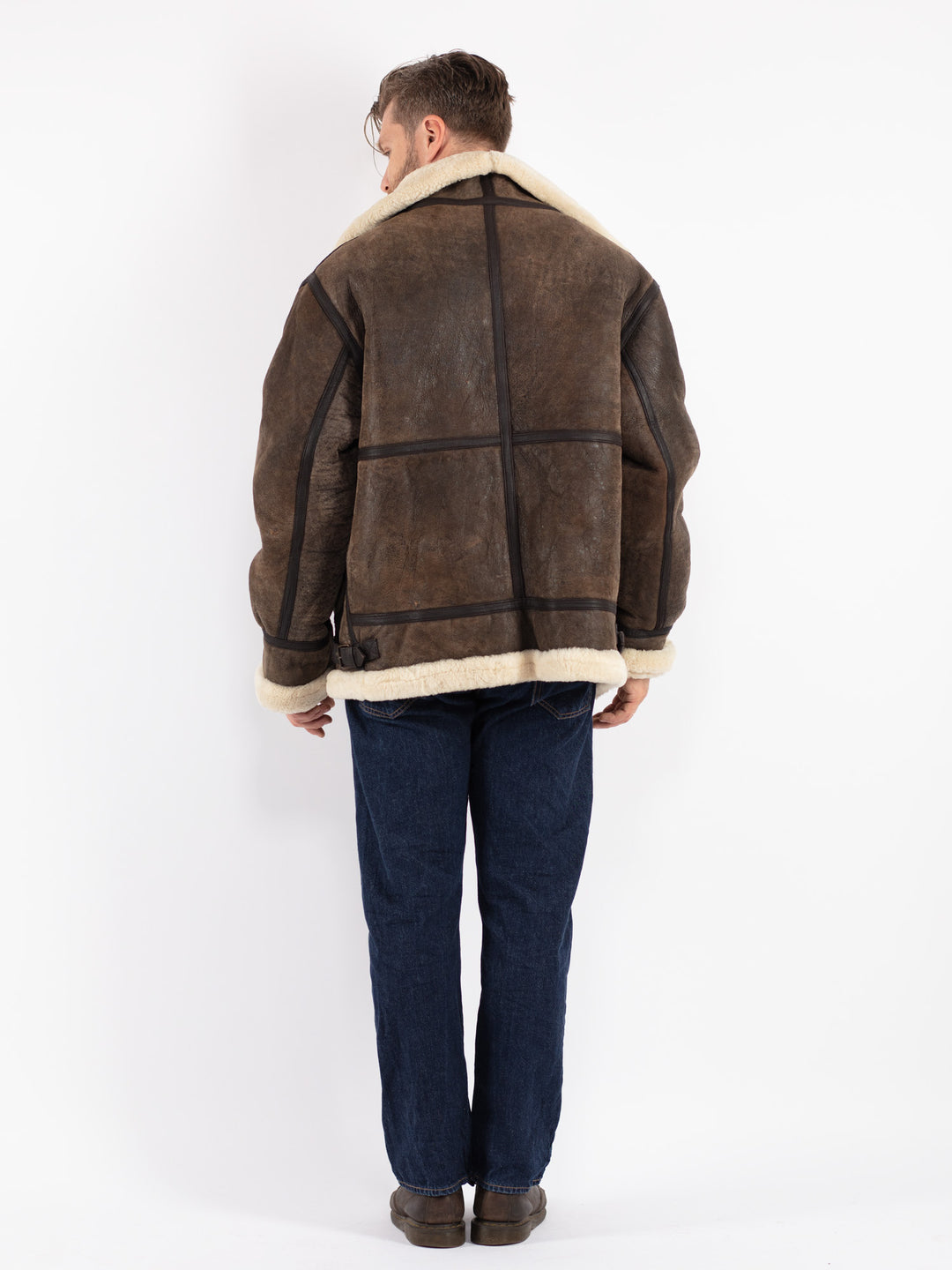 Vintage 80's Men Sheepskin Jacket in Brown