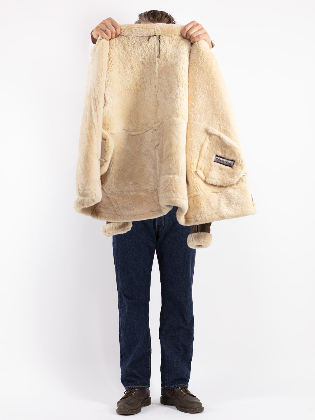 Vintage 80's Men Sheepskin Jacket in Brown