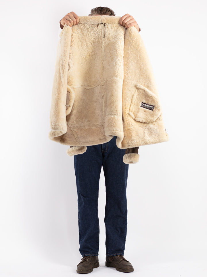 Vintage 80's Men Sheepskin Jacket in Brown