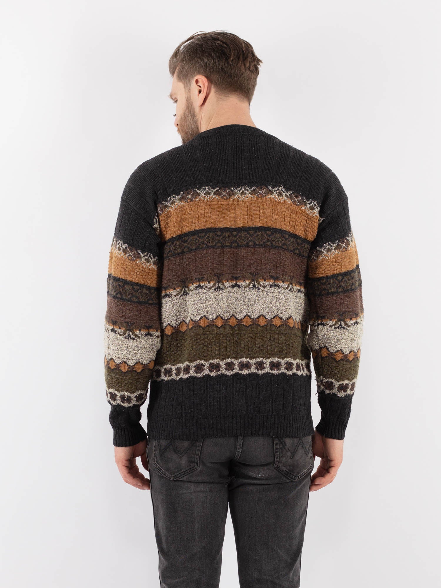 Online Vintage Store | Vintage 80's Men Patterned Cardigan in