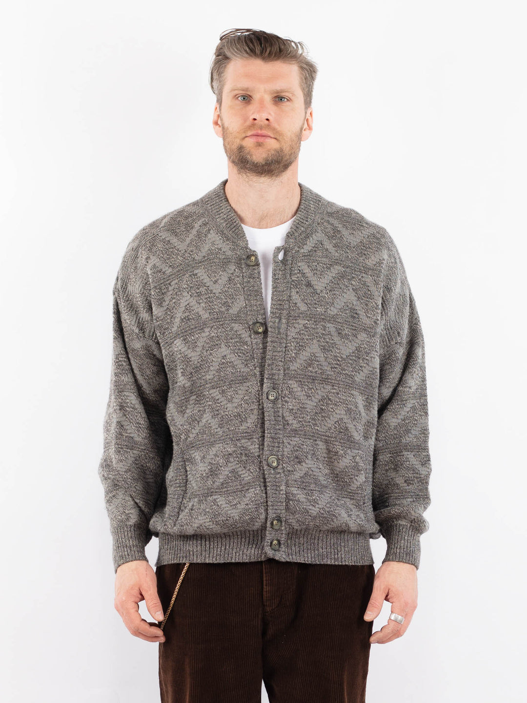 Vintage 80's Men Cardigan in GrayZ1649