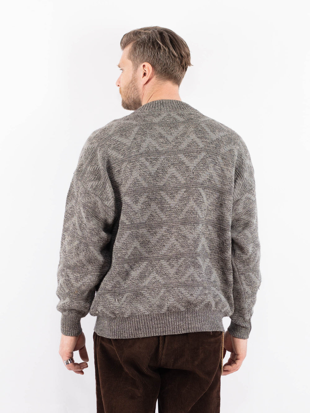 Vintage 80's Men Cardigan in GrayZ1649