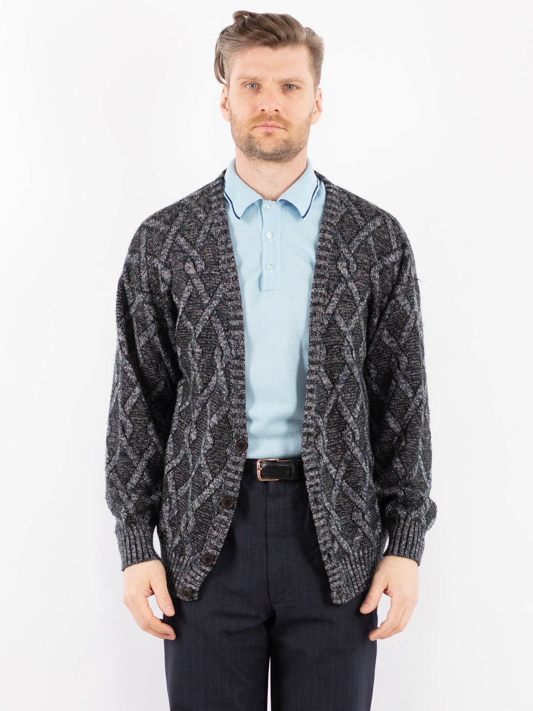 Vintage 80's Men Cardigan in GrayZ1381