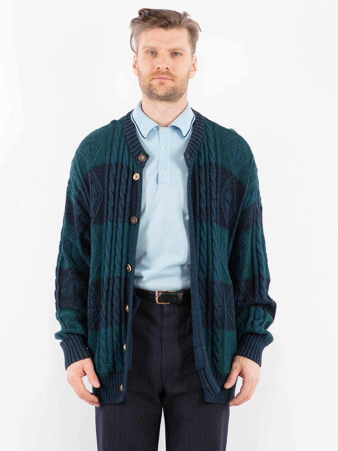 Vintage 80's Men Cardigan in BlueZ1389