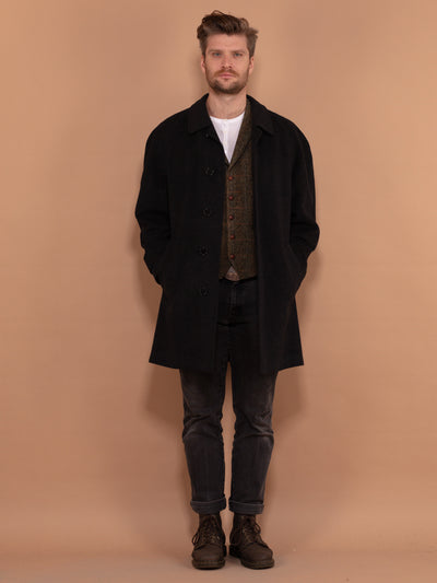 Wool Overcoat Men 80s, Cashmere Wool Blend Coat In Gray Size L, Vintage Wool Coat, Autumn Wool Coat, 80s Coat, Elegant Minimalist Coat,