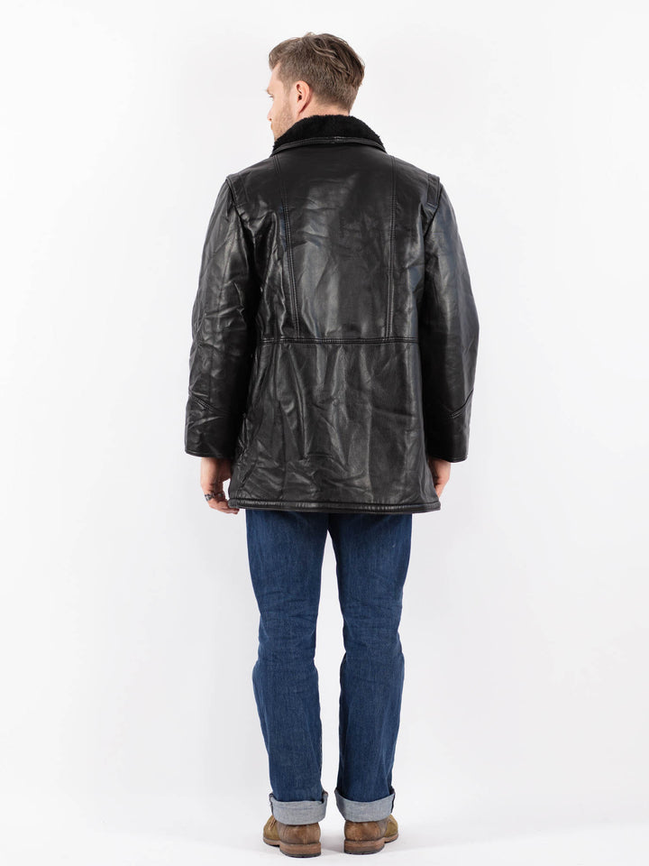 Vintage 90's Men Faux Sheepskin in BlackZ1549