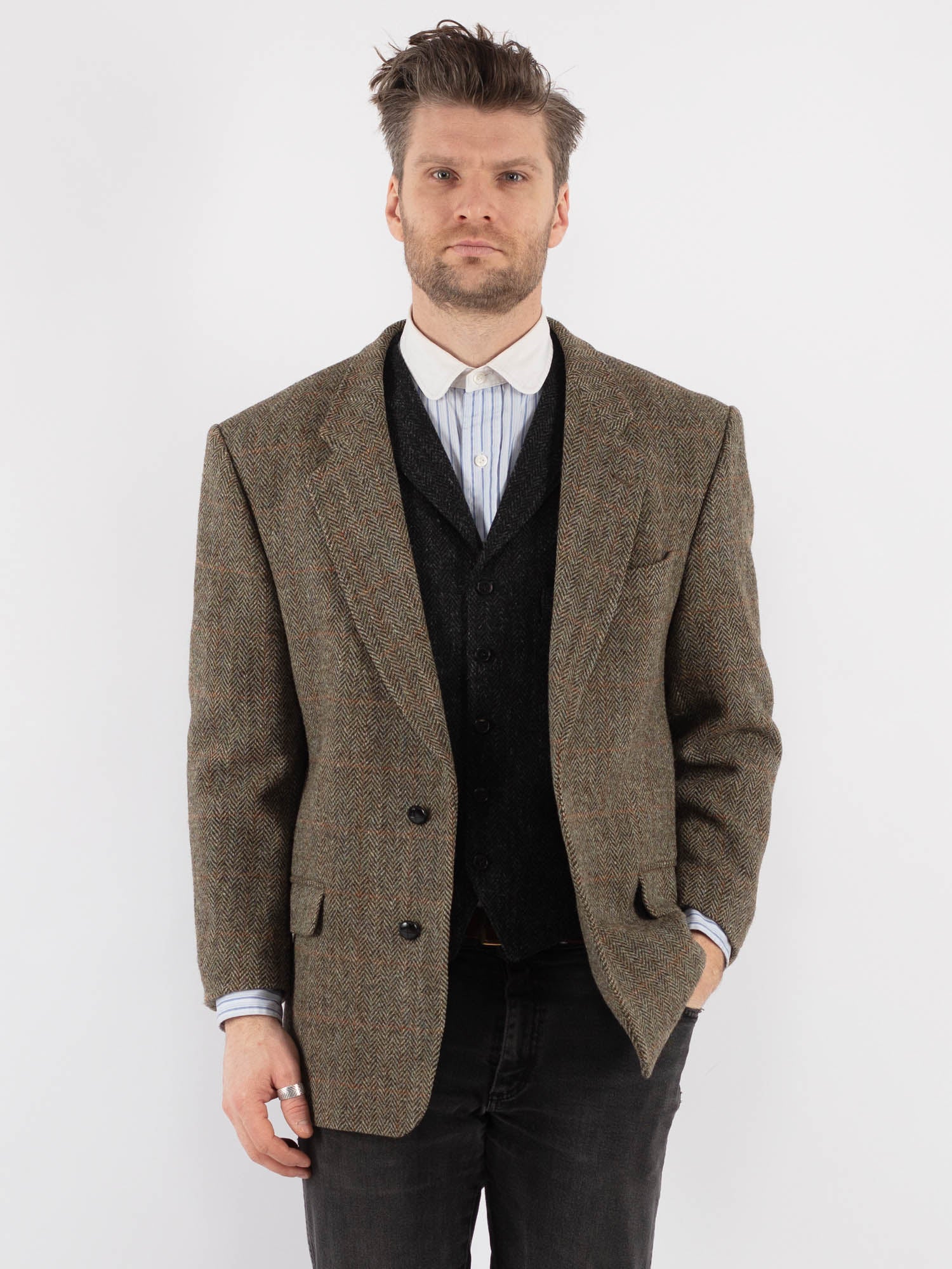Online Vintage Store | Vintage 80's Men Harris Tweed Jacket in
