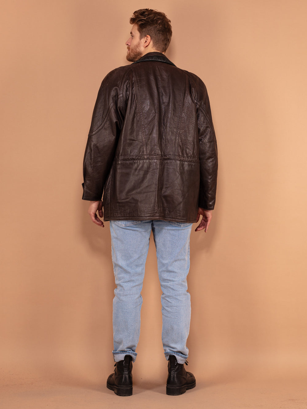Vintage 80's Men Leather Jacket in Brown - NorthernGrip