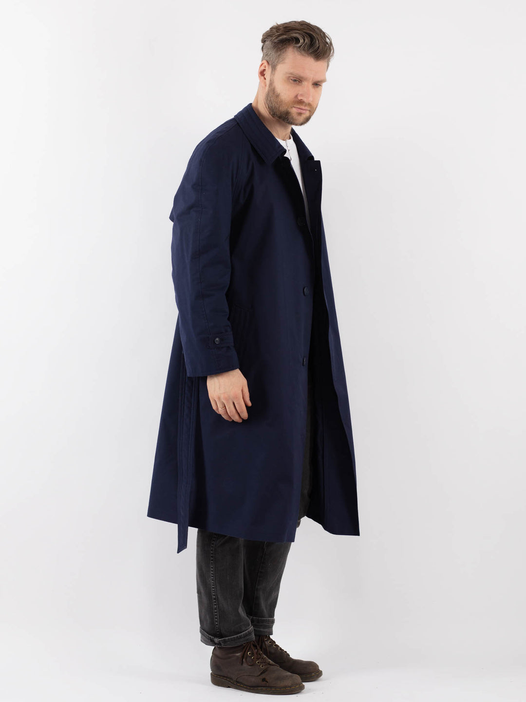 Vintage 80's Men Trench Coat in BlueZ941