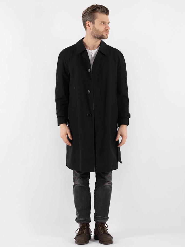 Vintage 80's Men Trench Coat in Black