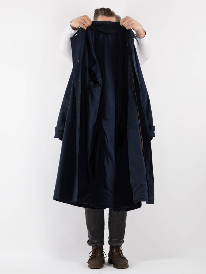Vintage 80's Men Trench Coat in Blue