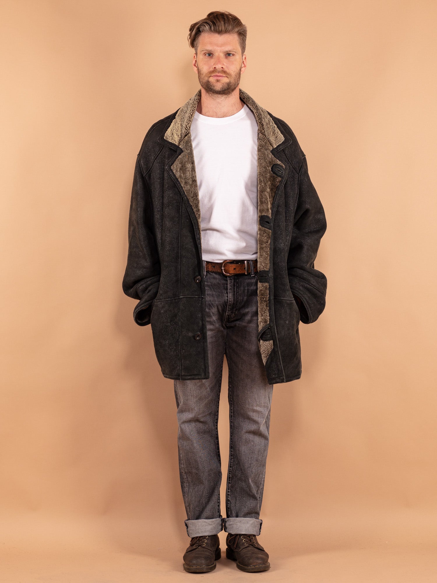 Online Vintage Store 80 s Men Sheepskin Coat Northern Grip NorthernGrip