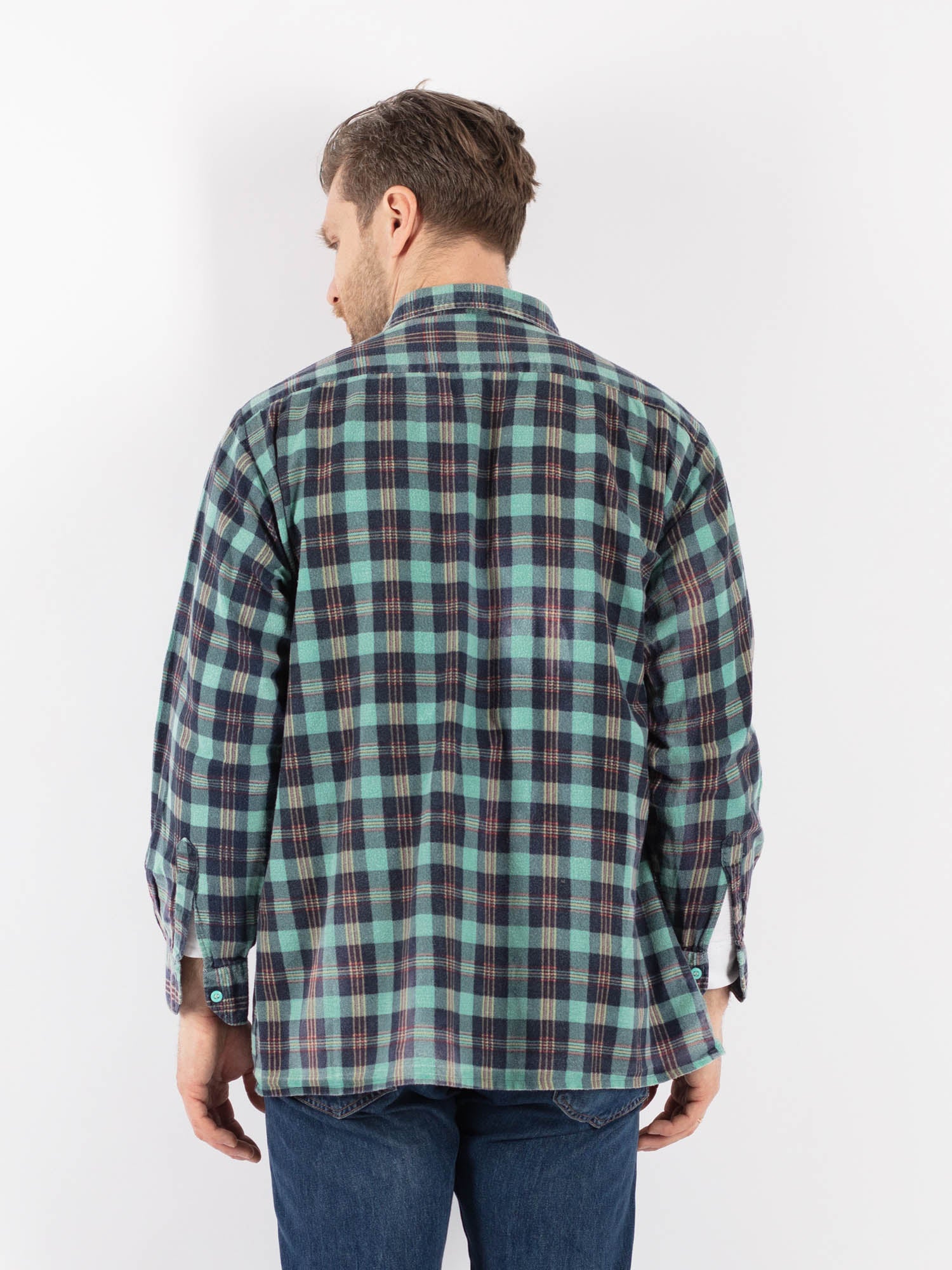 Online Vintage Store | Vintage 80's Men Plaid Flannel Shirt in