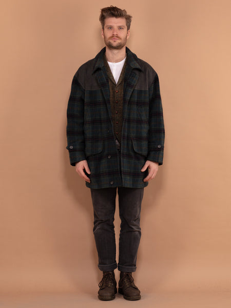 Vintage-80s-Men-Plaid-Wool-