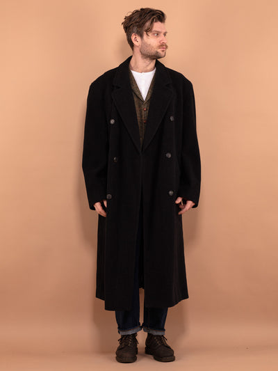 Men's Wool Maxi Coat 80's, Size XL, Vintage Minimalist Coat, Dark Gray Wool Overcoat, Oversized Men Topcoat, Classy Long Coat, Minimalist