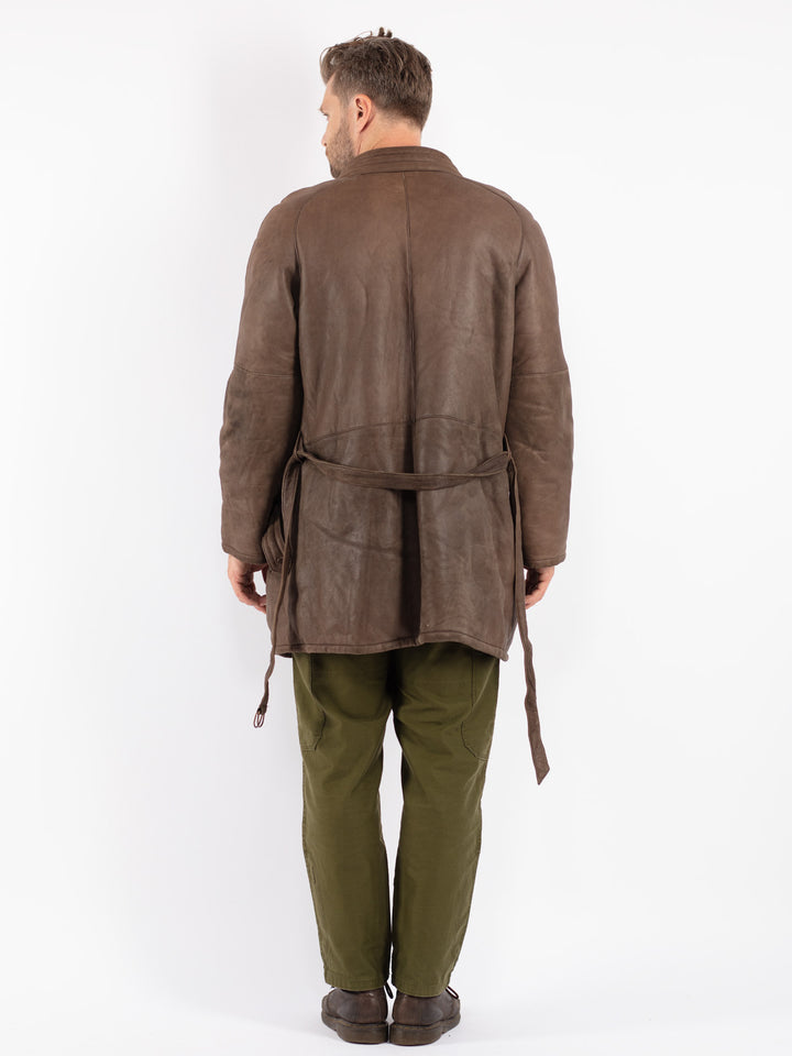 Vintage 70's Men Shearling Coat in Brown