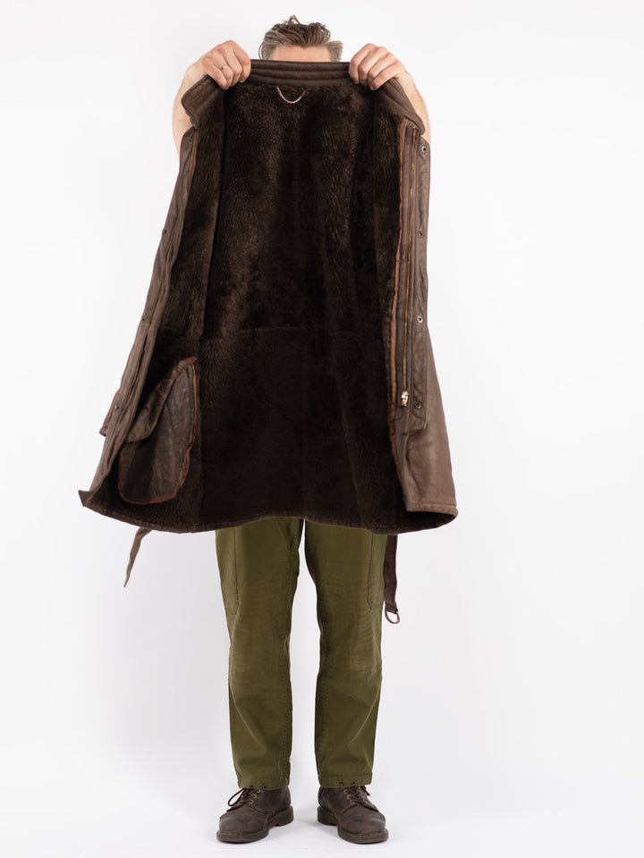 Vintage 70's Men Shearling Coat in Brown