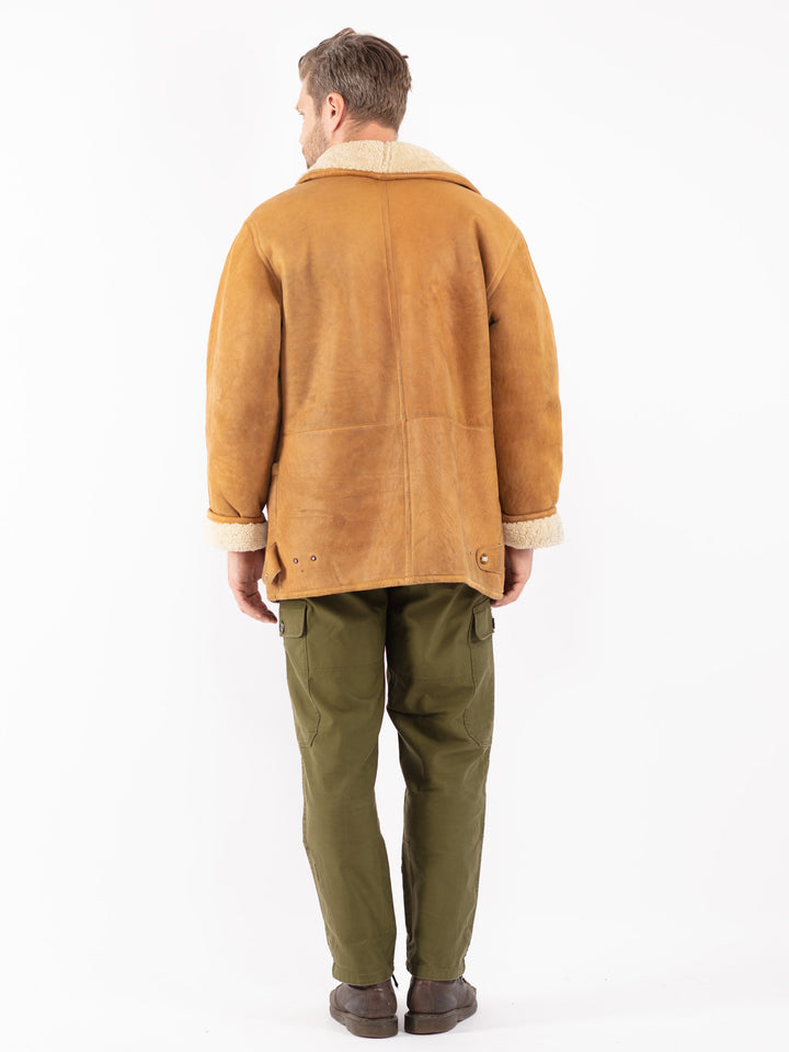 Vintage 80's Men Shearling Coat in Brown