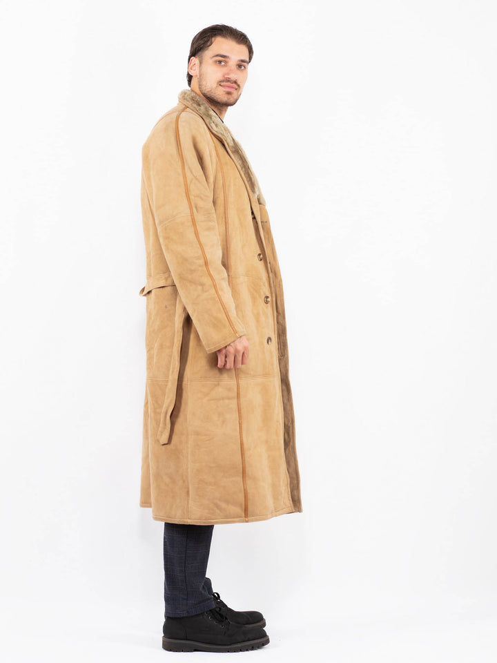 Vintage 80's Men Sheepskin Coat in BeigeZ2351