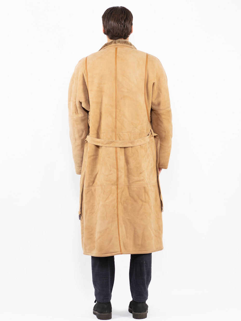 Vintage 80's Men Sheepskin Coat in BeigeZ2351