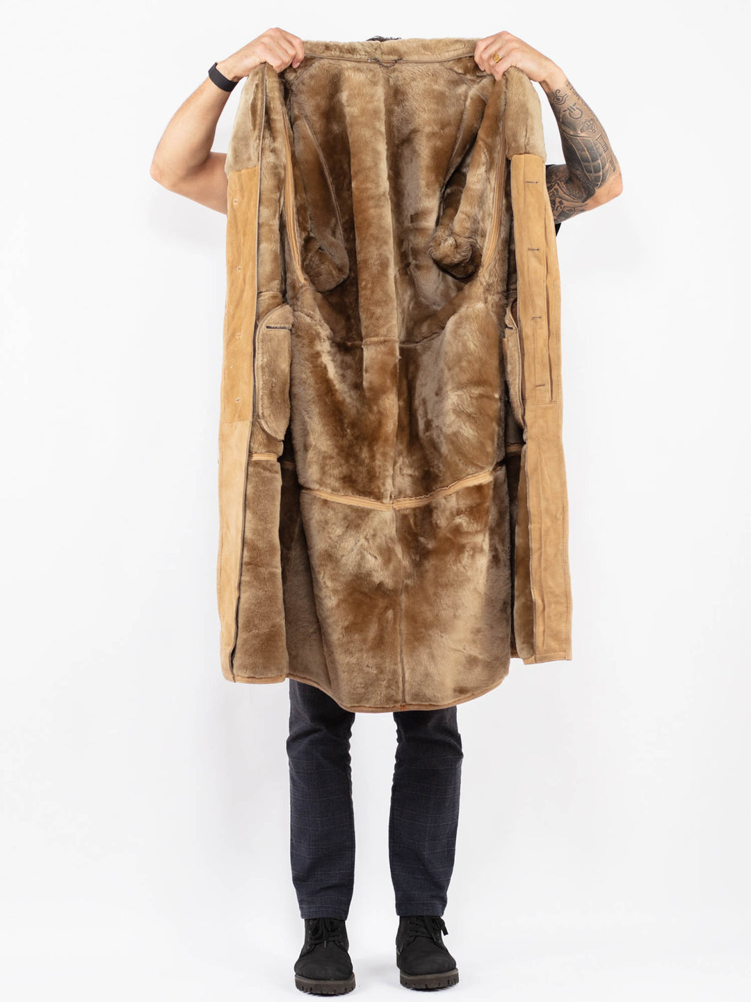 Vintage 80's Men Sheepskin Coat in BeigeZ2351