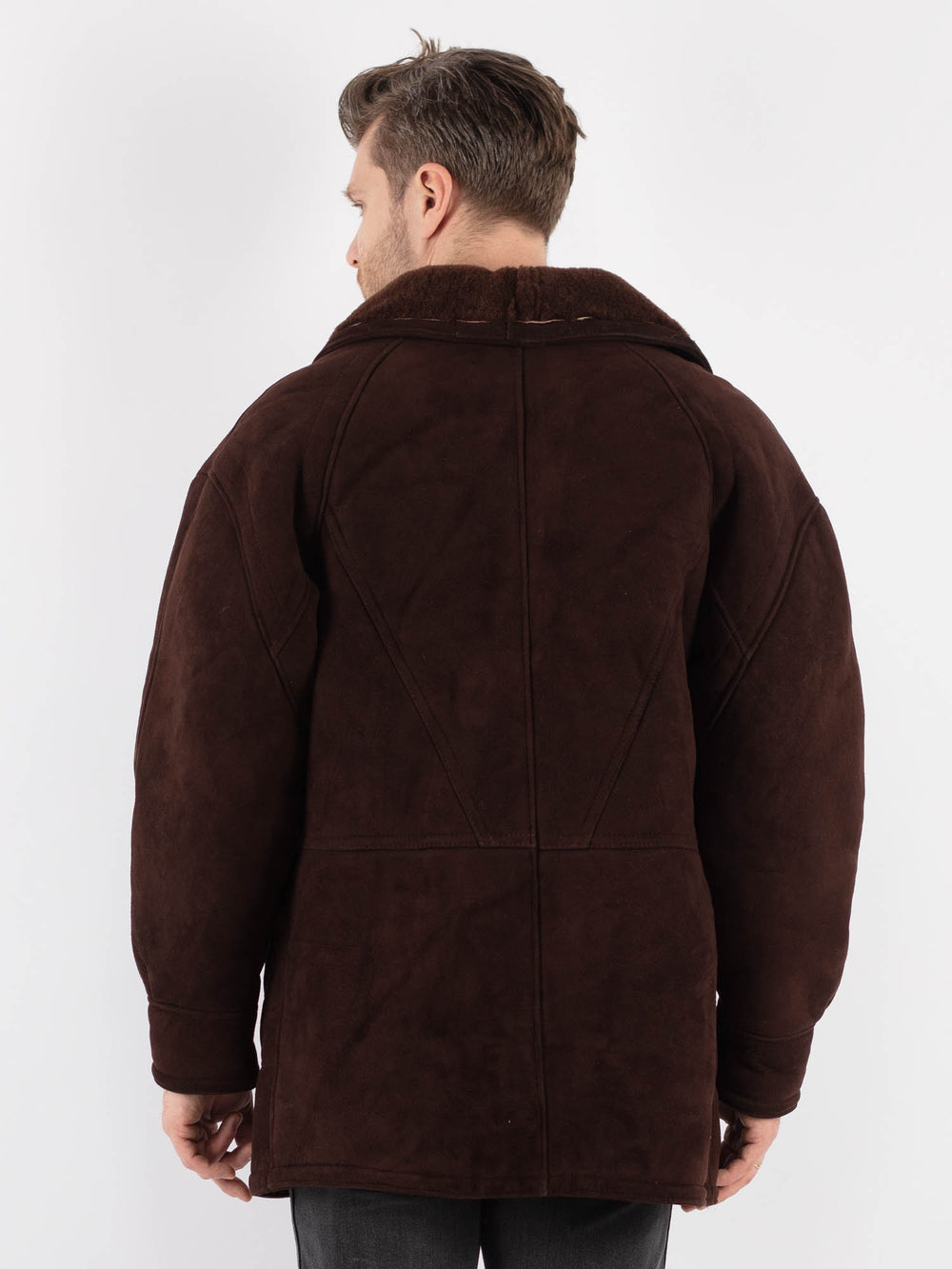Vintage 80's Men Sheepskin Coat in Brown - NorthernGrip